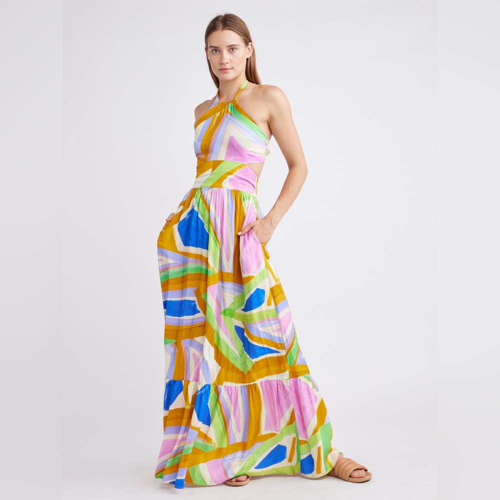 Self Contrast Isolde Maxi Cutout Dress